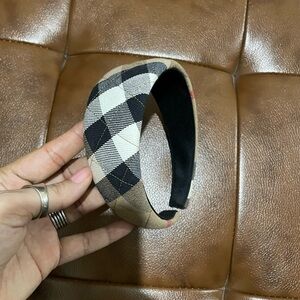 Burberry Checkered Hairband in Black, White, and Tan